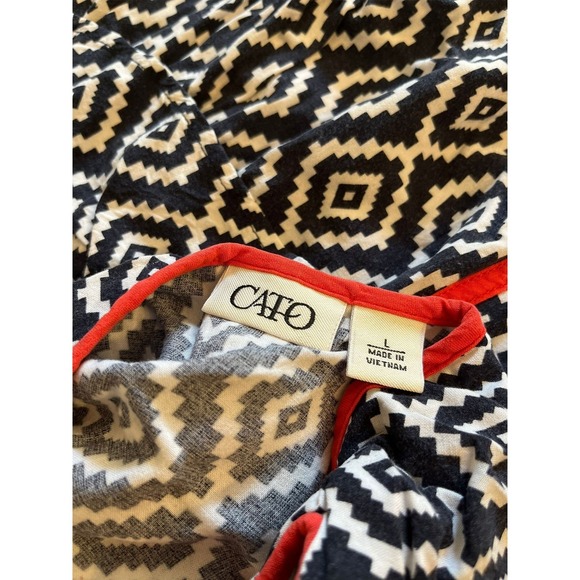 Cato Maxi Dress Black White Geometric Print Sleeveless Summer Casual‎ - Picture 3 of 4